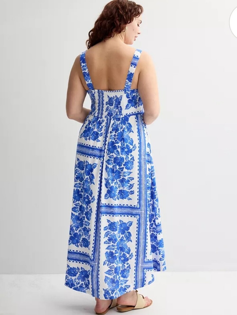 NWT Sonoma Blue White Mediteranean Print Maxi Sun Dress Medium - Picture 2 of 11